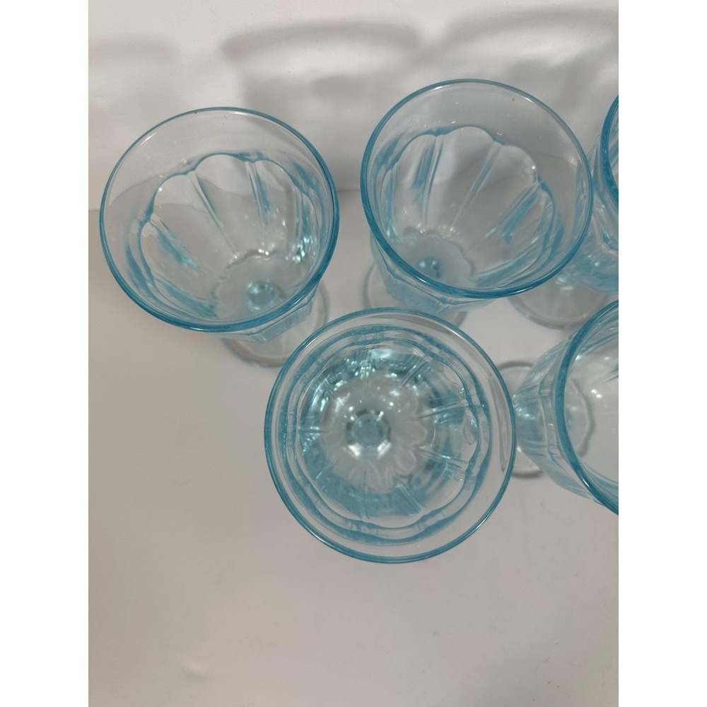 Noritake Azure Provincial Water Goblets 6.25" Light/Sky Blue Set Of 8 Vtg 70s - Picture 4 of 7